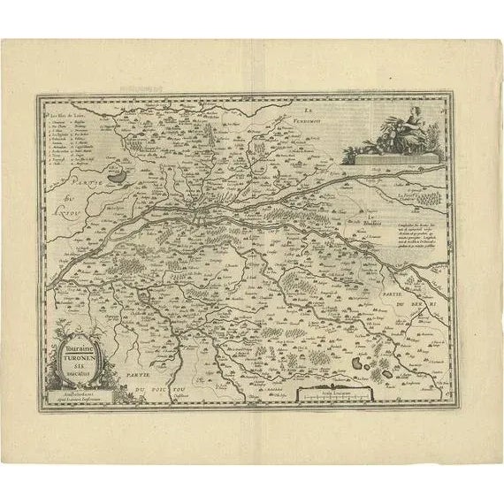 Antique Map of the Region of Touraine by Janssonius, 1650 For Sale - Image 5 of 5