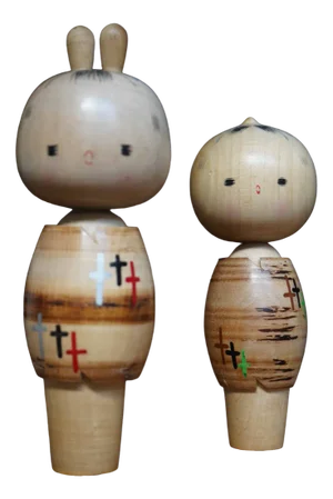 Vintage Sosaku Kokeshi by Maruyama Hougetsu, Japan, 1960s, Set of 2