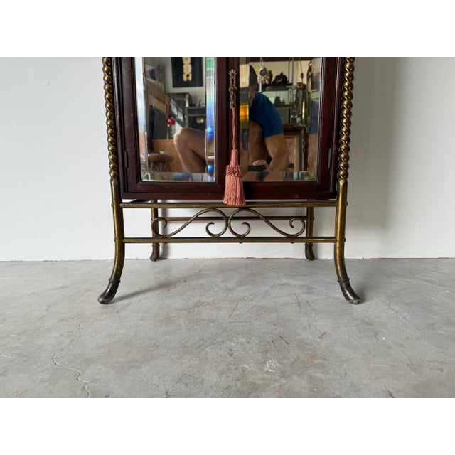 English 1900's Antique English Mahogany Brass Framed Music Cabinet/ Sold For Sale - Image 3 of 12