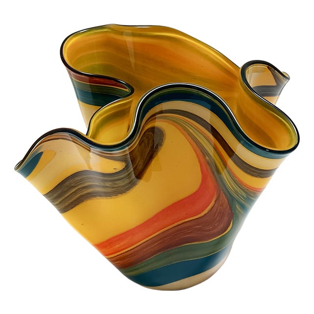 Postmodern Multicolored Murano Glass Fazzoletto Vase, Italy, 1980s For Sale