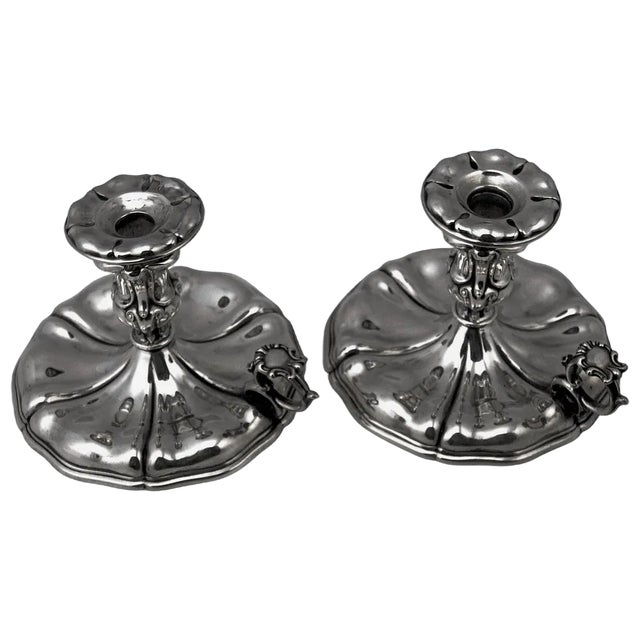 Italian Silver Candleholders, 1875-1880, Set of 2 For Sale