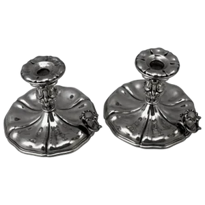 Italian Silver Candleholders, 1875-1880, Set of 2