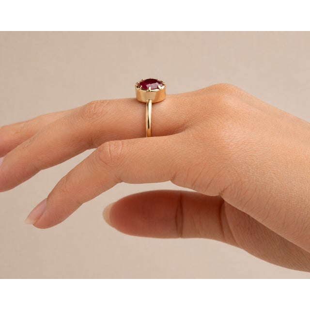 Not Yet Made - Made To Order Handcrafted 1.75ct Natural Ruby Solitaire Ring in 14k Yellow Gold Size 7 For Sale - Image 5 of 16