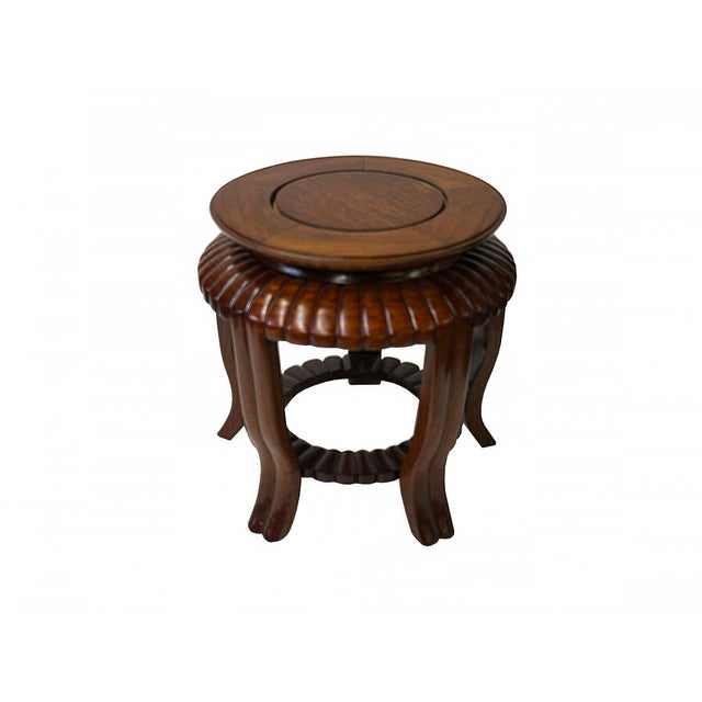 Modern 7" Light Brown Wood Round 8.5"Tall 5 Legs Display Stand Riser For Sale - Image 3 of 5