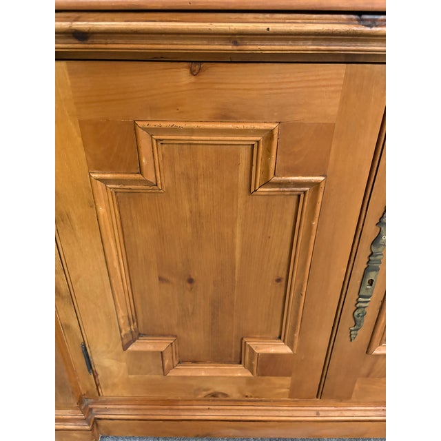 Vintage Rustic Scrubbed Pine Neoclassical Style Cabinet For Sale - Image 10 of 11
