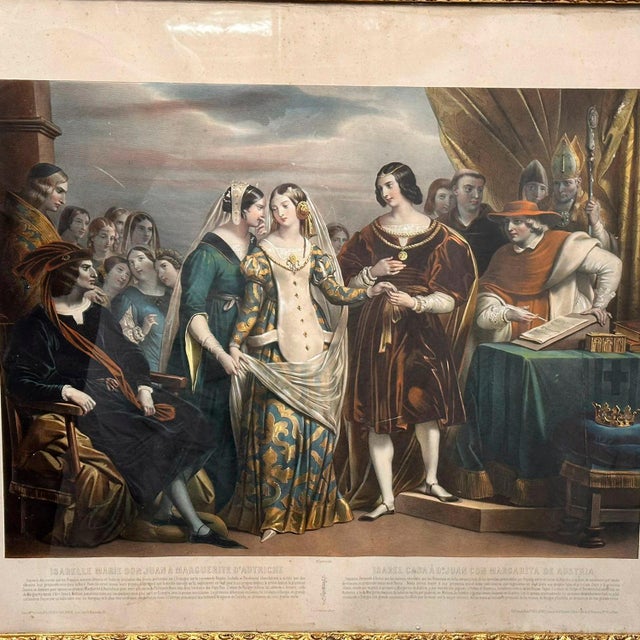 Baroque Engraving of Queen Isabella the Catholic, Spain, 19th Century, 1850s For Sale - Image 3 of 7