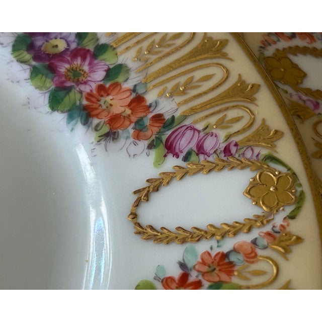 Gold Antique Hutschenreuther Hohenberg Bavaria Dresden Hand Painted Plates Set of 10 For Sale - Image 8 of 12