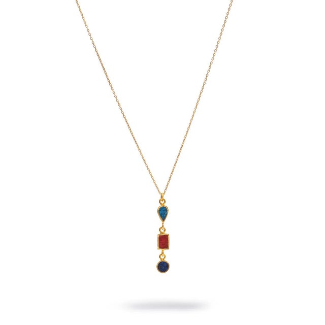 Trinity Gemstone Harmony Gold Necklace For Sale - Image 9 of 9