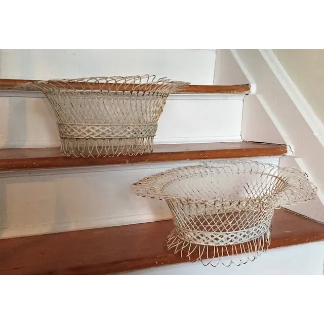 Antique 19th Century Victorian French Oval Wire Garden Baskets or Planters - A Pair For Sale - Image 4 of 13