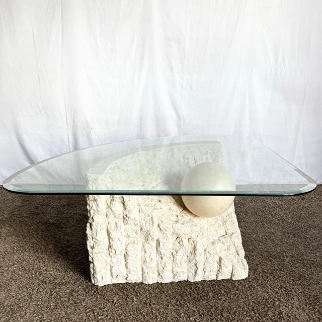 Postmodern Postmodern Tessellated Stone Triangular Coffee For Sale - Image 3 of 6