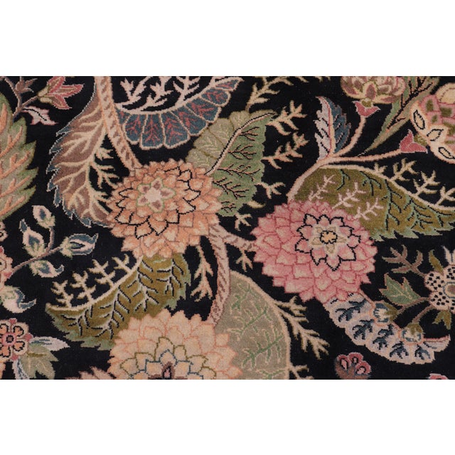 Shabby Chic Art Nouveau 1990's Pak-Persian Black/Black Wool Rug - 9'1'' X 12'2'' For Sale - Image 3 of 9