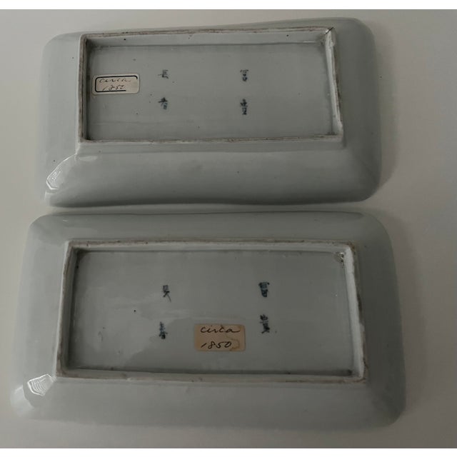 Antique Japanese Rectangular Blue and White Dishes - Set of 2 For Sale - Image 9 of 18
