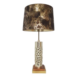 Vintage Brutalist Table Lamp in Silver-Plated Aluminum by Willy Luyckx for Aluclair, 1960s For Sale