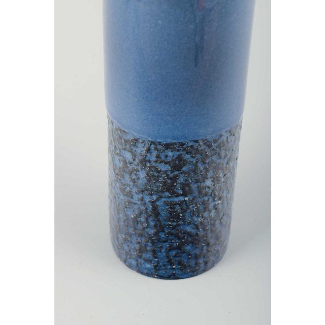 Cylindrical Dark Blue Glazed Stoneware Vase by Ingrid Atterberg for Upsala-Ekeby, 1960s For Sale - Image 3 of 5