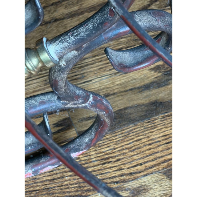 Mid-Century Maison Jansen Style Wrought Iron & Brass Round Glass Cocktail Table, C. 1960s For Sale - Image 11 of 12