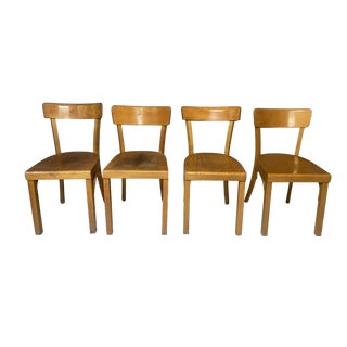 Vintage Bauhaus Chairs in Beech, 1950s, Set of 4 For Sale