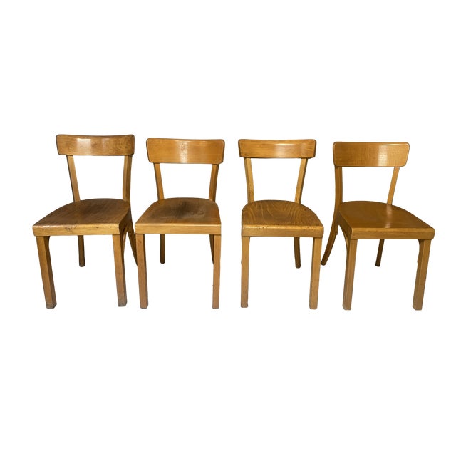 Vintage Bauhaus Chairs in Beech, 1950s, Set of 4 For Sale