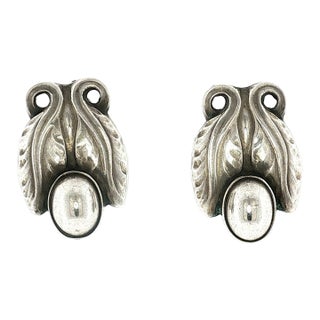 Mid-Century Sterling Georg Jensen #108 Blossom Clip Earrings For Sale