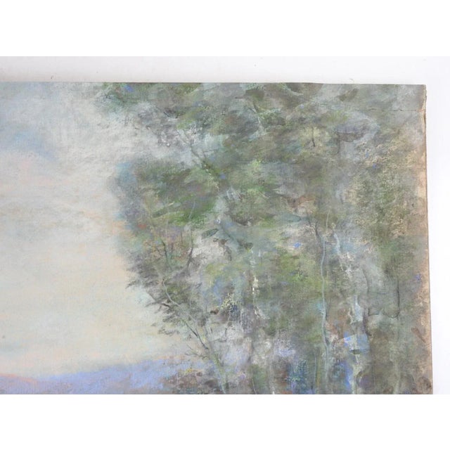 Late 19th Century Late 19th Century Impressionist Misty Meadow Stream Landscape Painting For Sale - Image 5 of 7