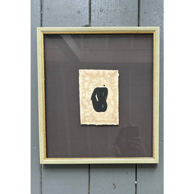 Mixed media figure&nbsp; Float framed in a tortoise frame on sage linen mat Art ~4.5"x6" Framed to ~13.25"x15"&nbsp; The...