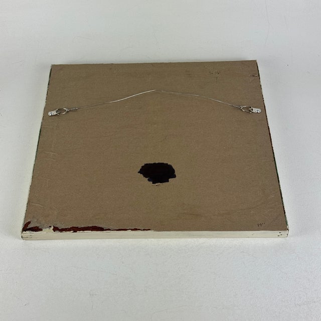 Vintage Primitive Distressed Square Wall Mirror in White Painted Wooden Frame For Sale - Image 4 of 6