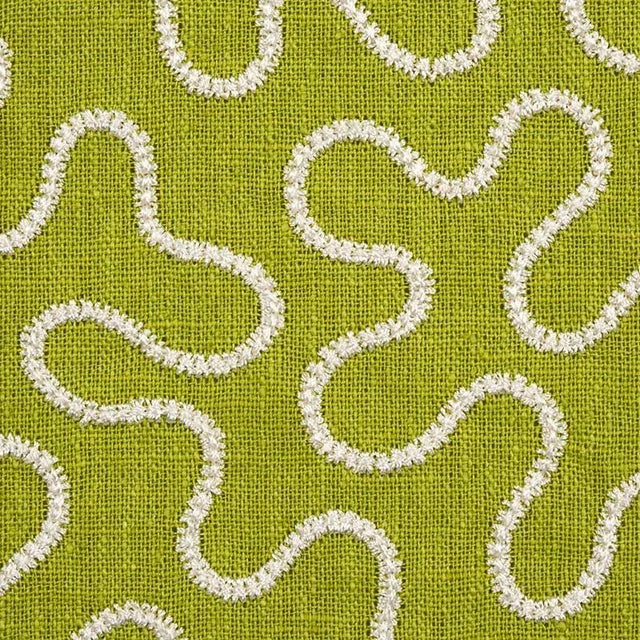 Abstract Sample- Schumacher Meander Embroidery Fabric in Leaf For Sale - Image 3 of 3