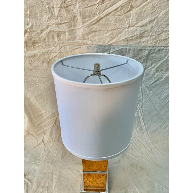 Mid 20th Century French Mid Century Cork and Chrome Table Lamp For Sale - Image 5 of 13