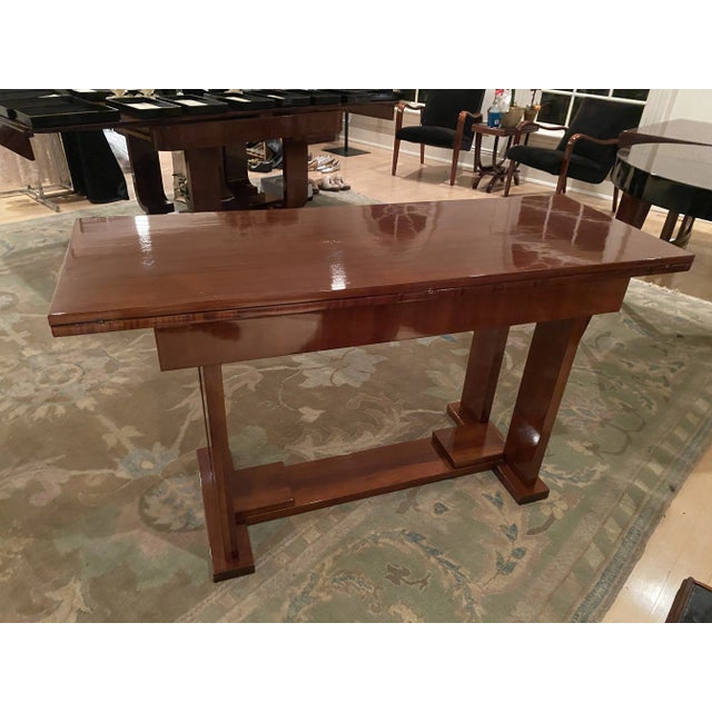 1950s 1950s Art Deco Style Mahogany Wood Dining Table / Console For Sale - Image 5 of 12