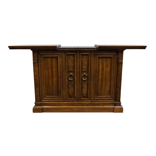 Drexel Furniture Walnut Italian Neoclassical Tuscan Style 60" Slide Top Server Buffet For Sale In Kansas City - Image 6 of 18