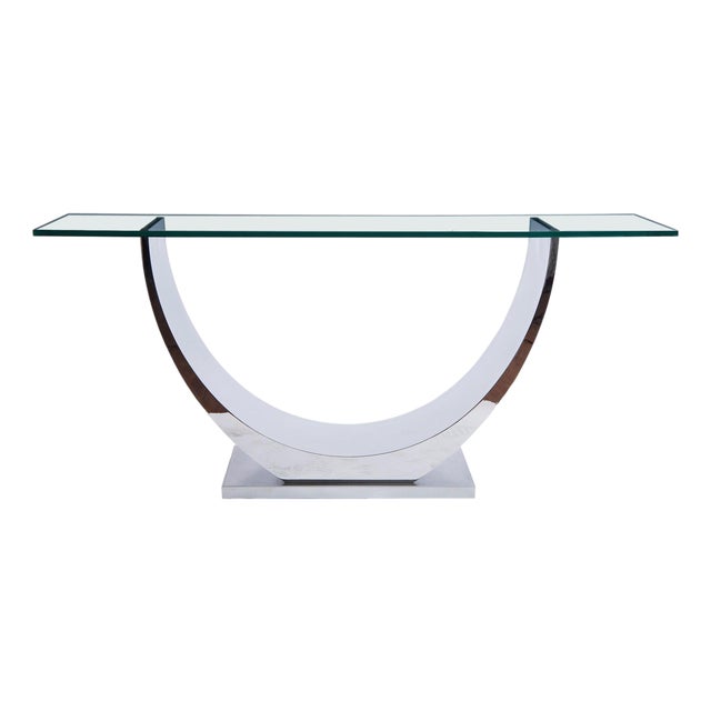 Modern Greg Sheres Style Polished Stainless Steel Console Table For Sale