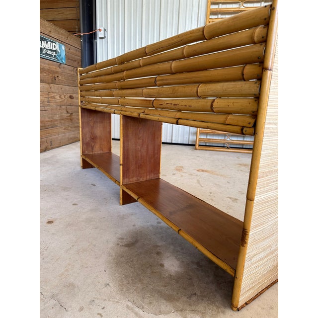 Tan 1950’s Coastal Old Florida Split Bamboo Grasscloth Planter For Sale - Image 8 of 13