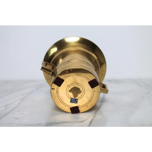 Vintage Japanese Heavy Cast-Brass Apothecary Mortar For Sale - Image 10 of 11