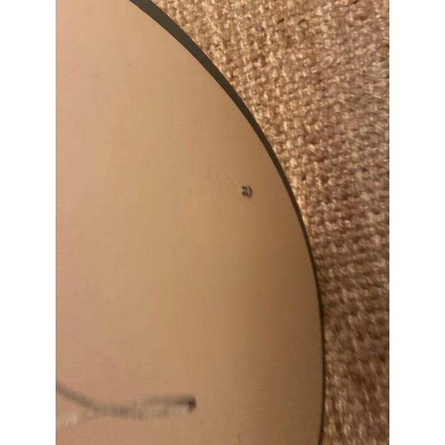 Vintage 1957 Mid-Century Venetian Art Deco Oval Wall Mirror - Frosted & Etched Floral Glass Border, Smooth Wood Backing For Sale - Image 9 of 14