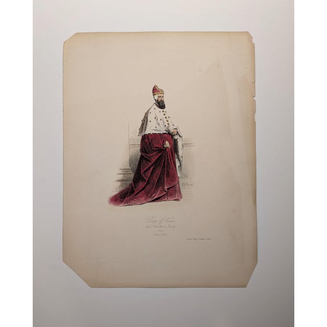 Realism Doge of Venice| Hand-Colored Engraving by Hippolyte Pauquet | C. 1868 For Sale - Image 3 of 4