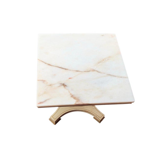 Vintage Imperial Furniture Company Marble-Top Side Table This gorgeous square side table features a vintage Neoclassical...