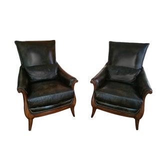 Alexander Taylor Distressed Leather Chairs- A Pair For Sale