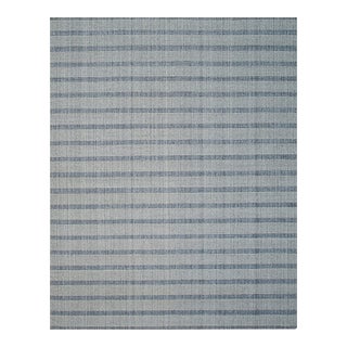 9x12 Luxurious Timeless Gray Stripe Geometric Modern Handmade Wool Carpet Rug For Sale