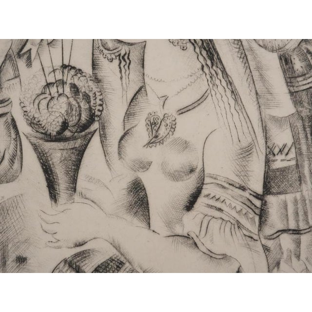 Mily Possoz, Young Girl with a Bouquet of Basil, Original Signed Engraving For Sale - Image 6 of 11