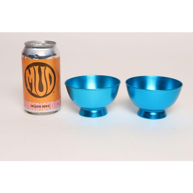 Pair of Mid-Century Modern Turquoise Anodized Aluminum Sherbets / Bowls For Sale In New York - Image 6 of 9