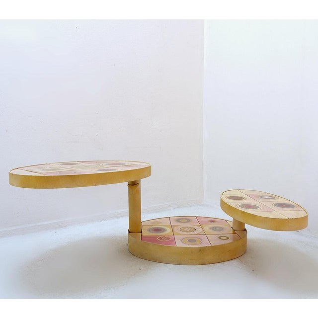 1960s French Pink Ceramic Swivel Coffee Table attributed to Georges Pelletier for Vallauris, 1960s For Sale - Image 5 of 16