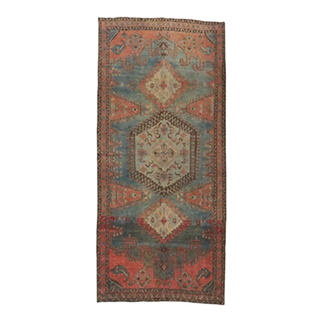Vintage-Worn Persian Viss Rug -05'02 X 11'03 For Sale