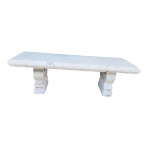 1970s White Concrete Garden Bench