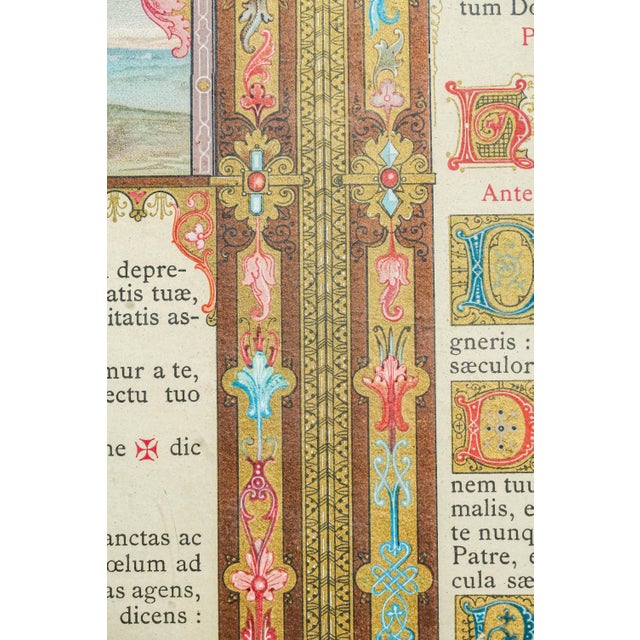 Monumental Antique French Catholic Christianity Tridentine Latin Mass Brass Framed Altar Card For Sale - Image 10 of 16