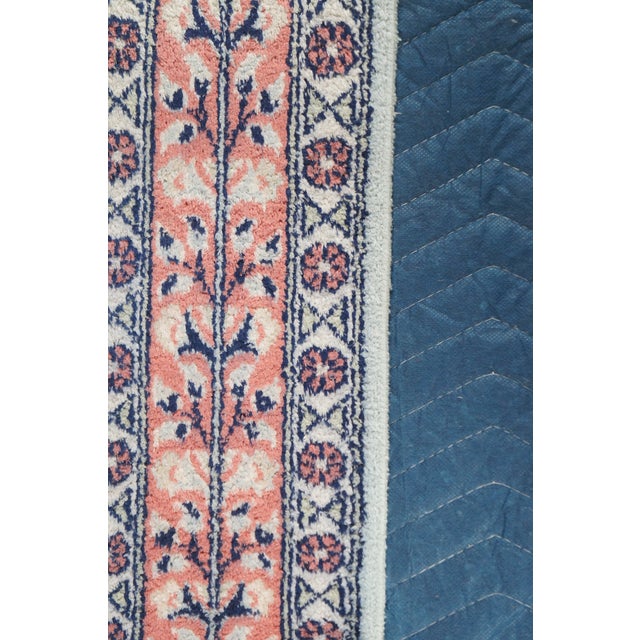 Indian Kashmir Silk Geometric Floral Garden Medallion Area Rug Mat 48" For Sale - Image 4 of 13