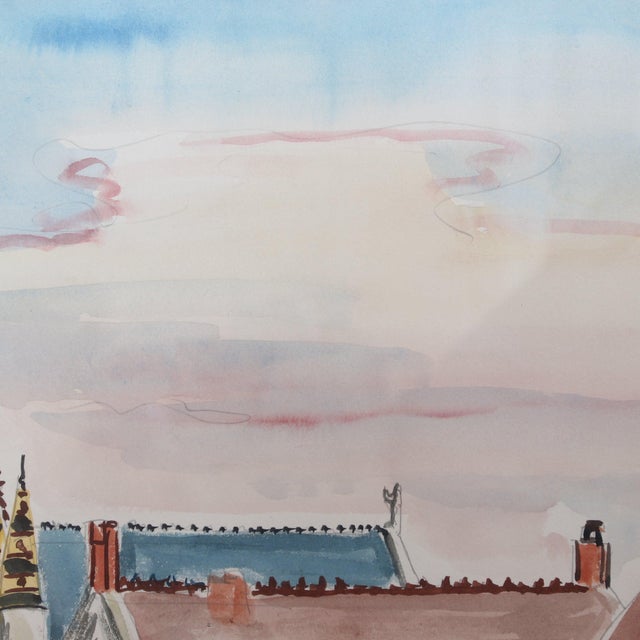 Yves Brayer, A Street in Beaune, Watercolor For Sale - Image 14 of 16