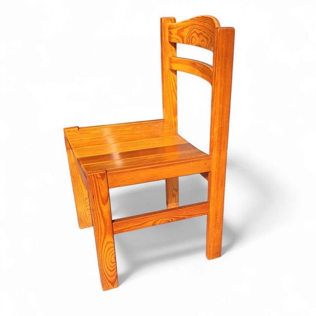 Brown Pine Dining Chairs, 1970s, Set of 4 For Sale - Image 8 of 10