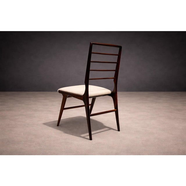 1950s Set of Six Dining Chairs in Rosewood & Fabric, Giuseppe Scapinelli, 1950s For Sale - Image 5 of 8