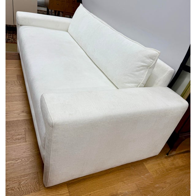 2020s Mid Century Style Cb2 Camden White Chenille Sofa For Sale - Image 5 of 5