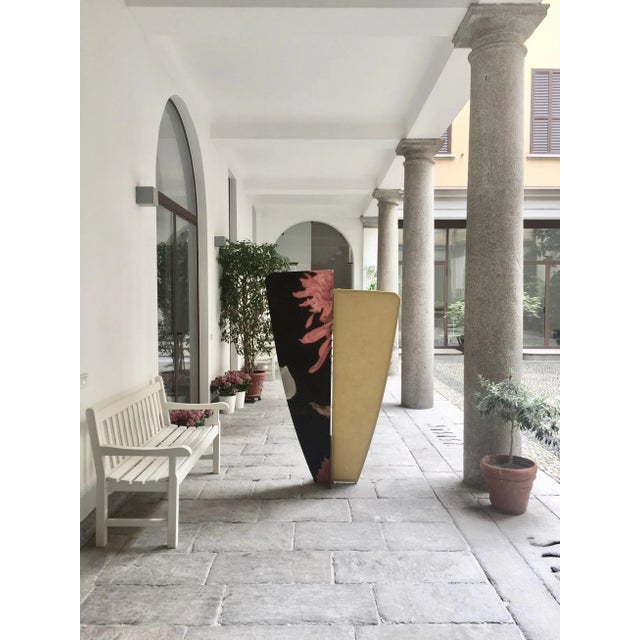 Contemporary Kazimir Screen Type A in Yellow with Floral Pattern on Black by Julia Dodza for Colé For Sale - Image 3 of 11