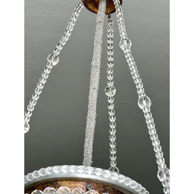 Sherle Wagner Crystal Beaded Basket Pendant Chandelier With Beaded Canopy For Sale - Image 17 of 18
